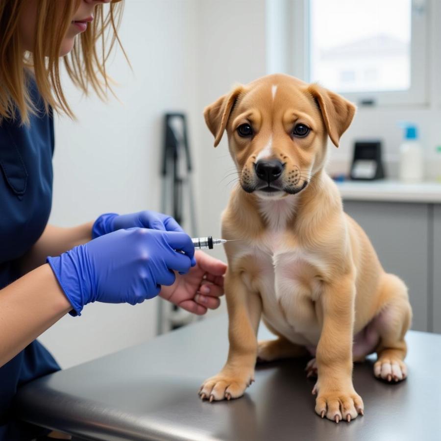 Puppy Receiving 7 in 1 Vaccine