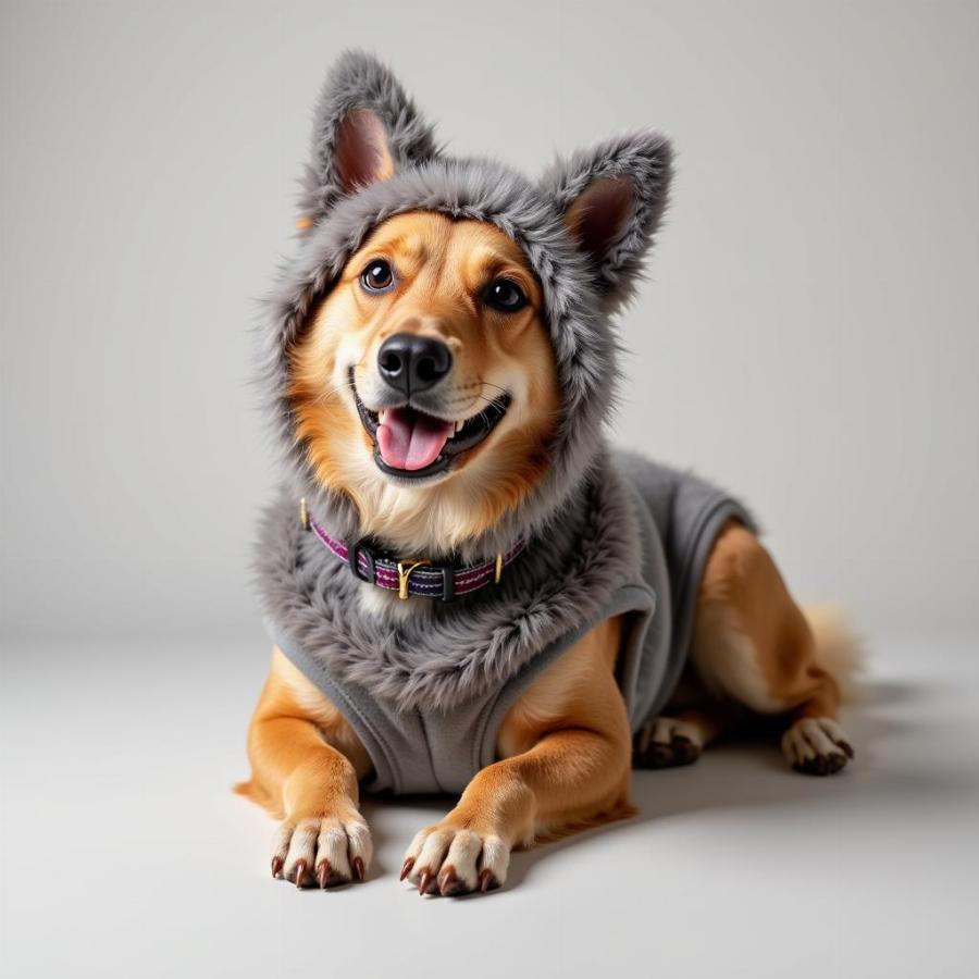 Accessorized Dog in Wolf Costume