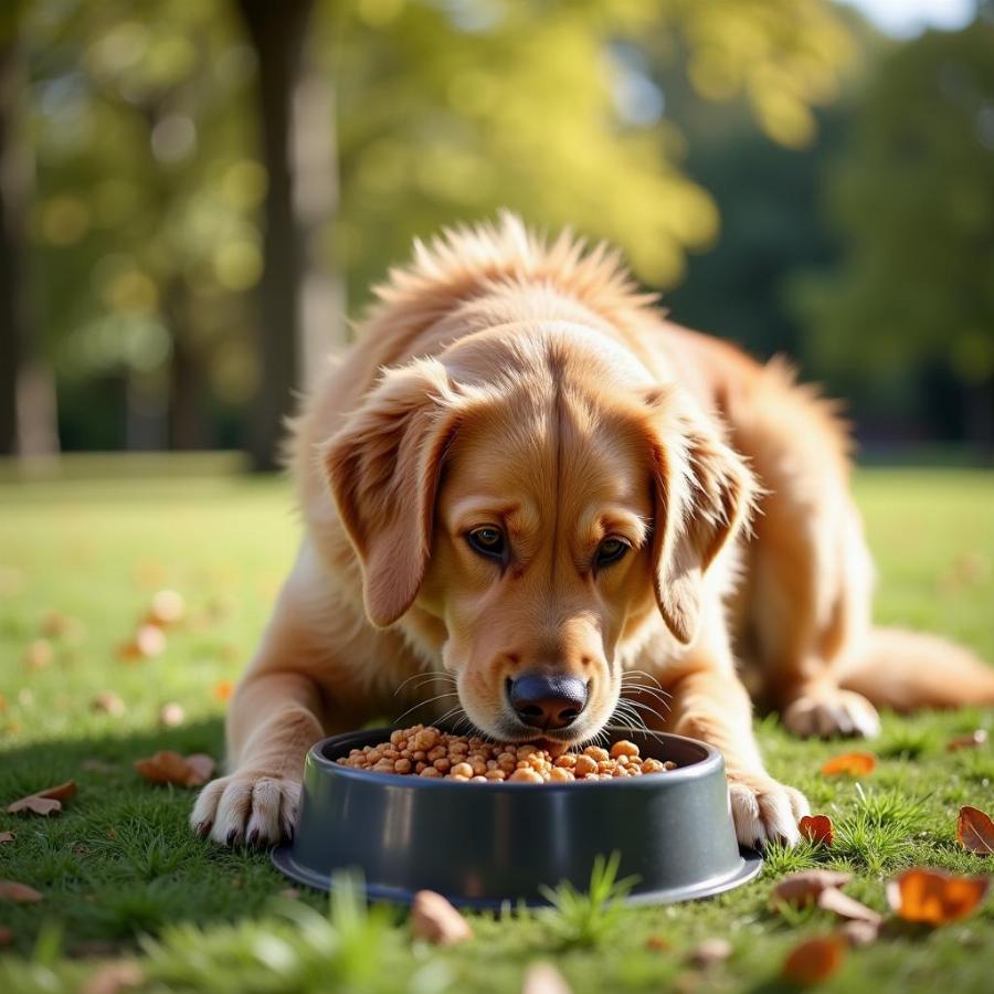 Active Dog Enjoying Meal