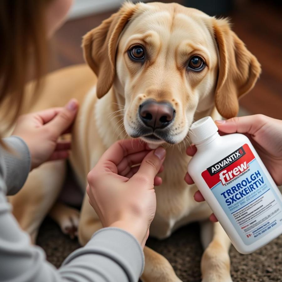 Applying Advantix II to a Medium-Sized Dog