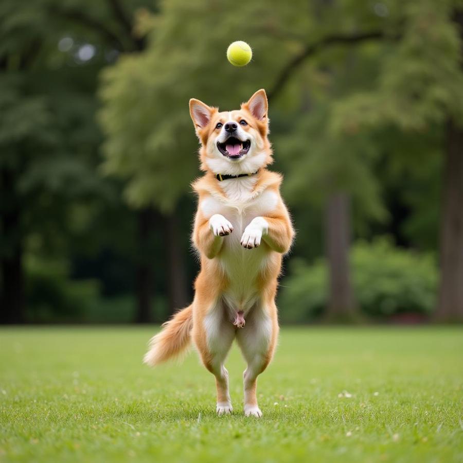 American Alsatian Playing Fetch