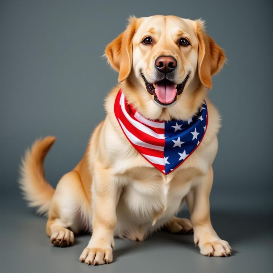 Happy Dog Sporting an American Flag Dog Collar