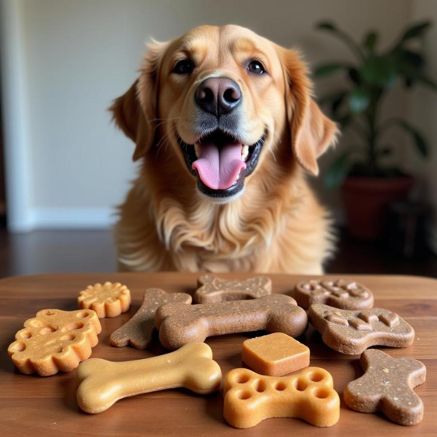 Dog enjoying American made treats