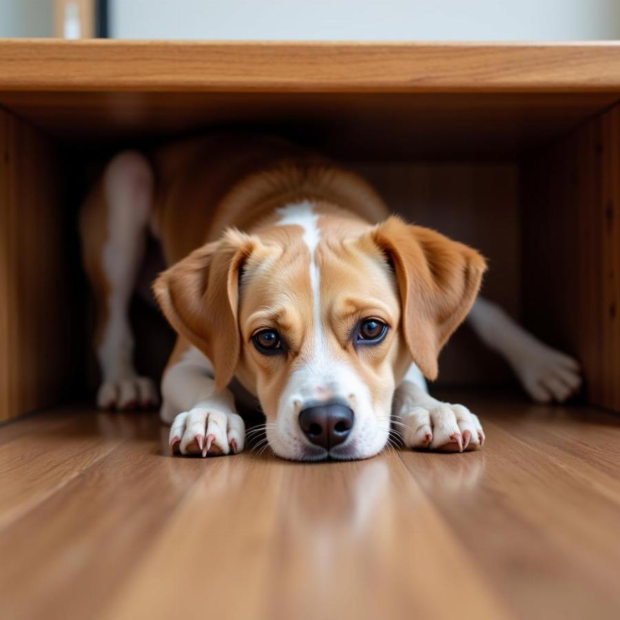 Anxious Dog Hiding