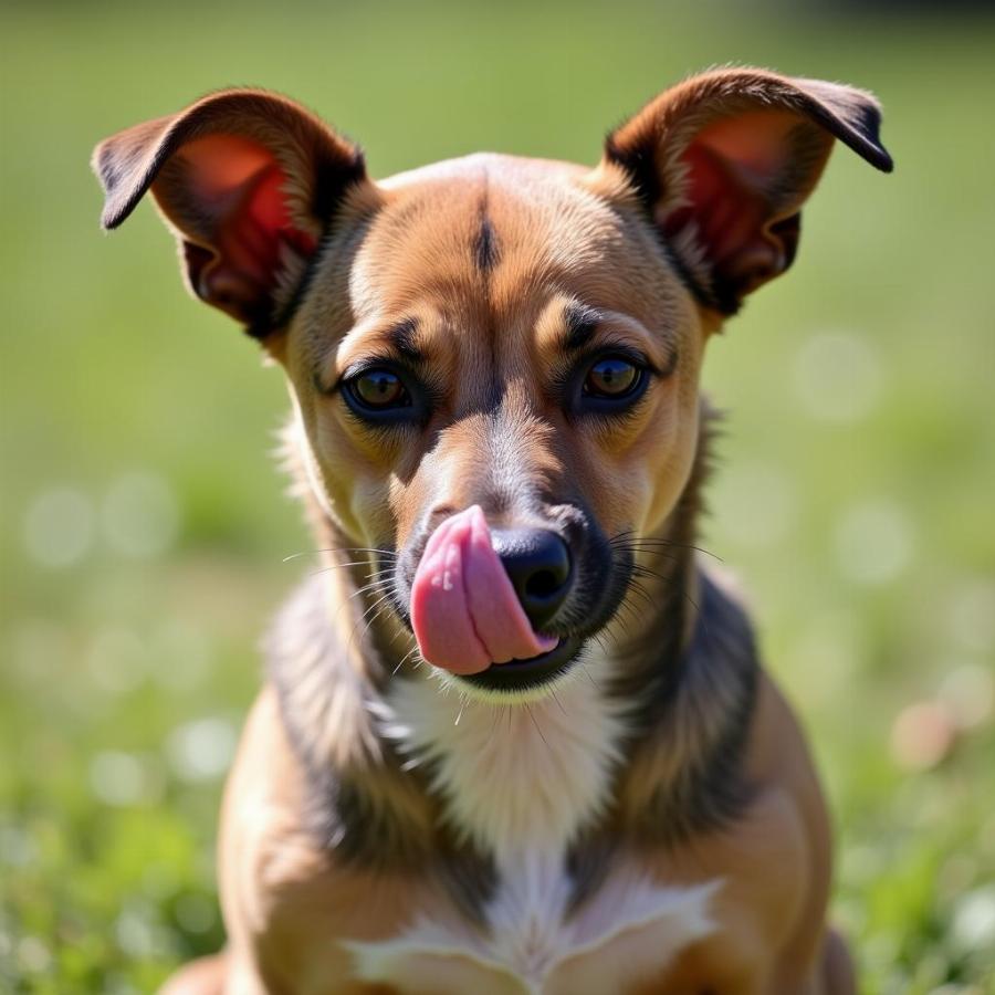 Anxious dog displaying appeasement gesture