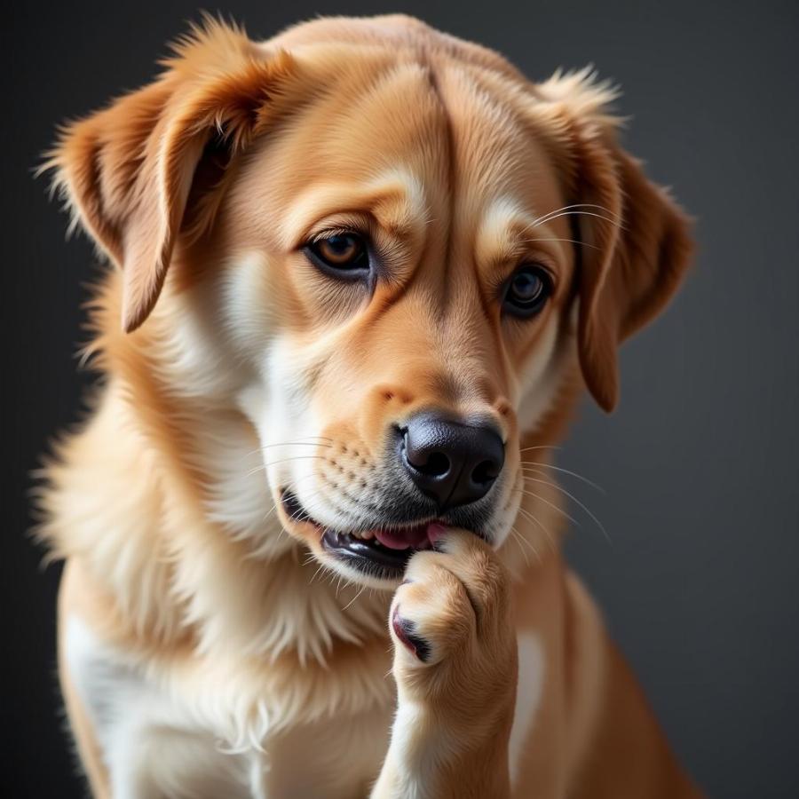 Anxious Dog Licking Paw