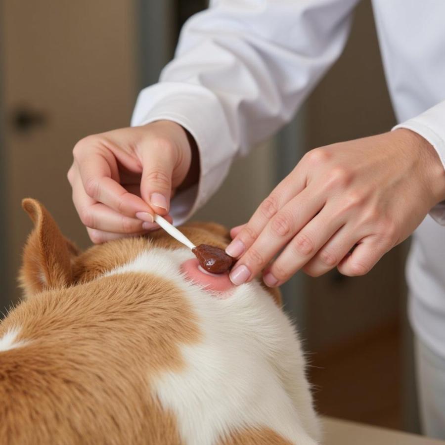 Applying Antibiotic Ointment to a Dog's Wound