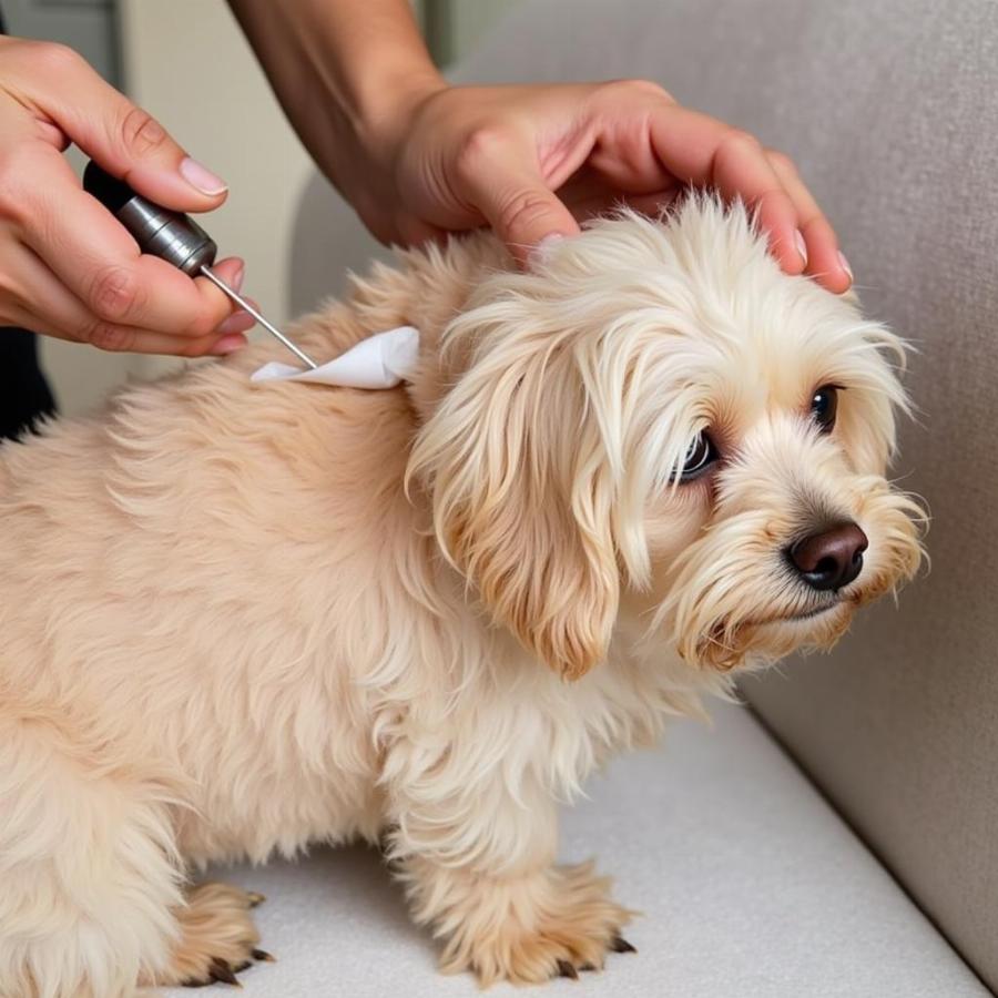 Applying Coconut Oil to Dog's Matted Fur