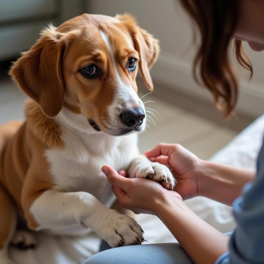 Applying Liquid Bandage to a Dog's Paw