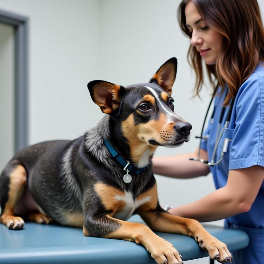 Australian Cattle Dog Getting a Checkup at the Vet