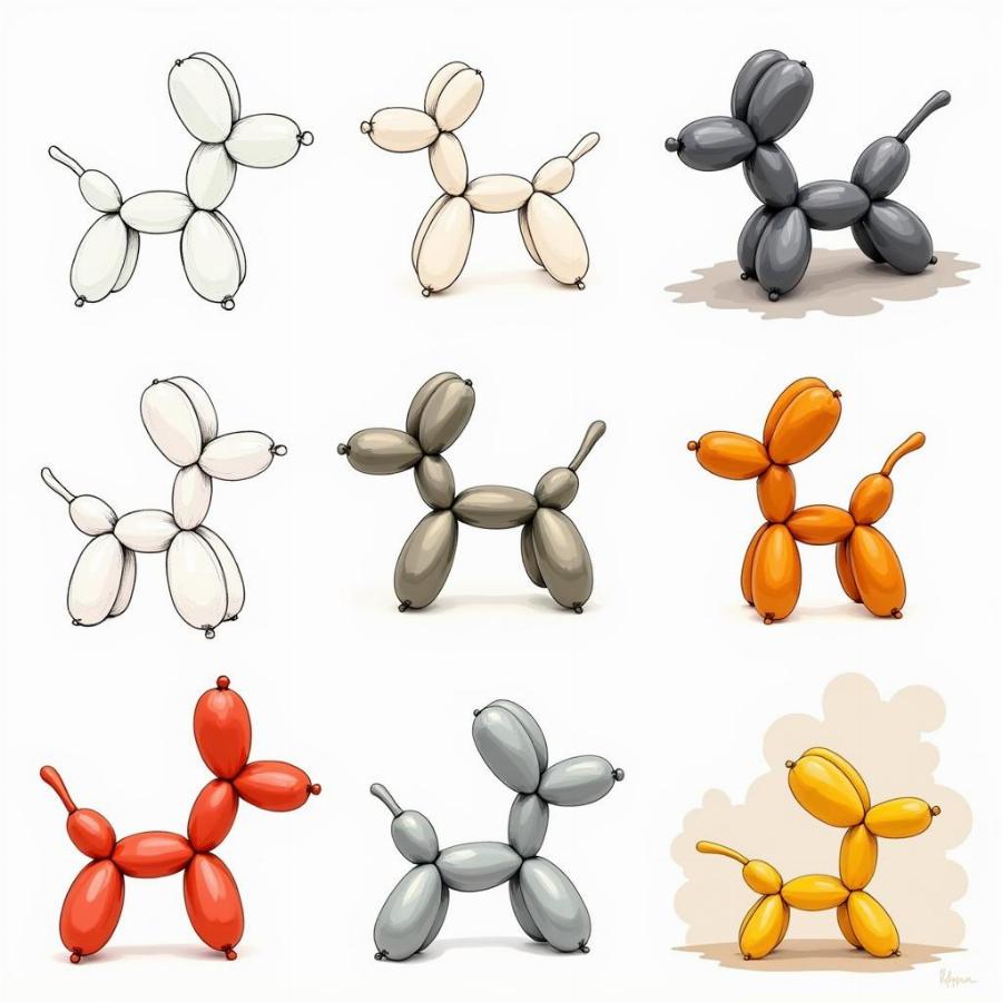 Various Styles of Balloon Dog Drawings