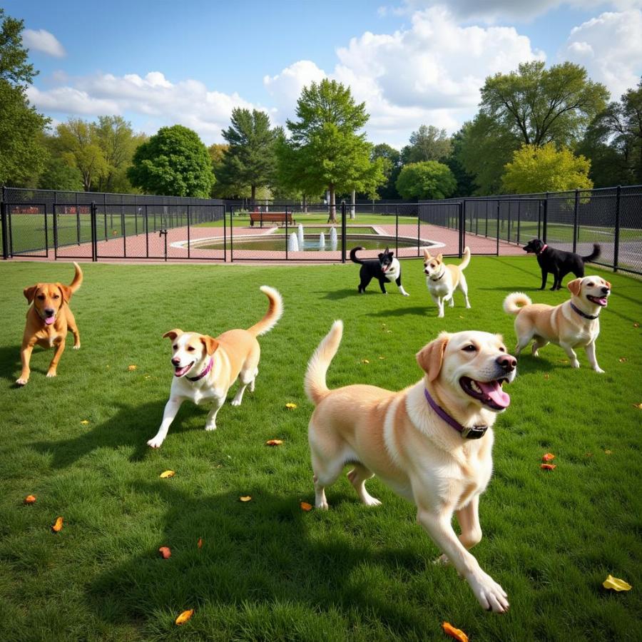 Dogs playing at Barkley Meadows Dog Park