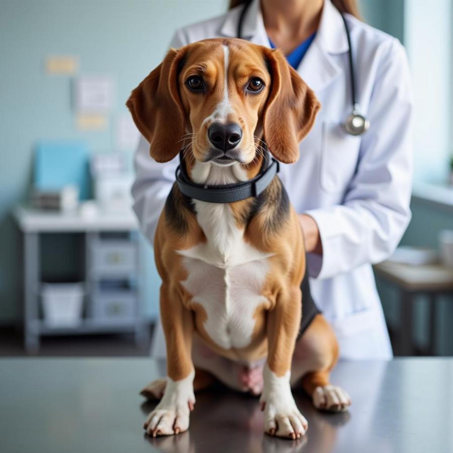 Beagle Weenie Dog at Vet