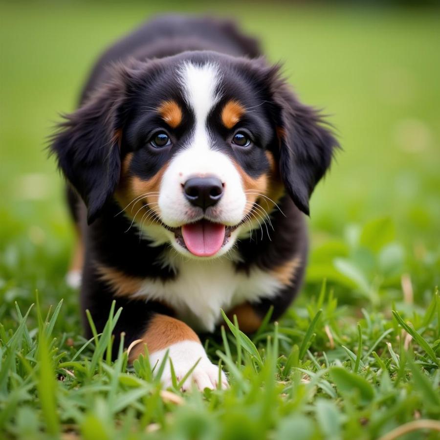 Bernese Mountain Dog Puppy Playing