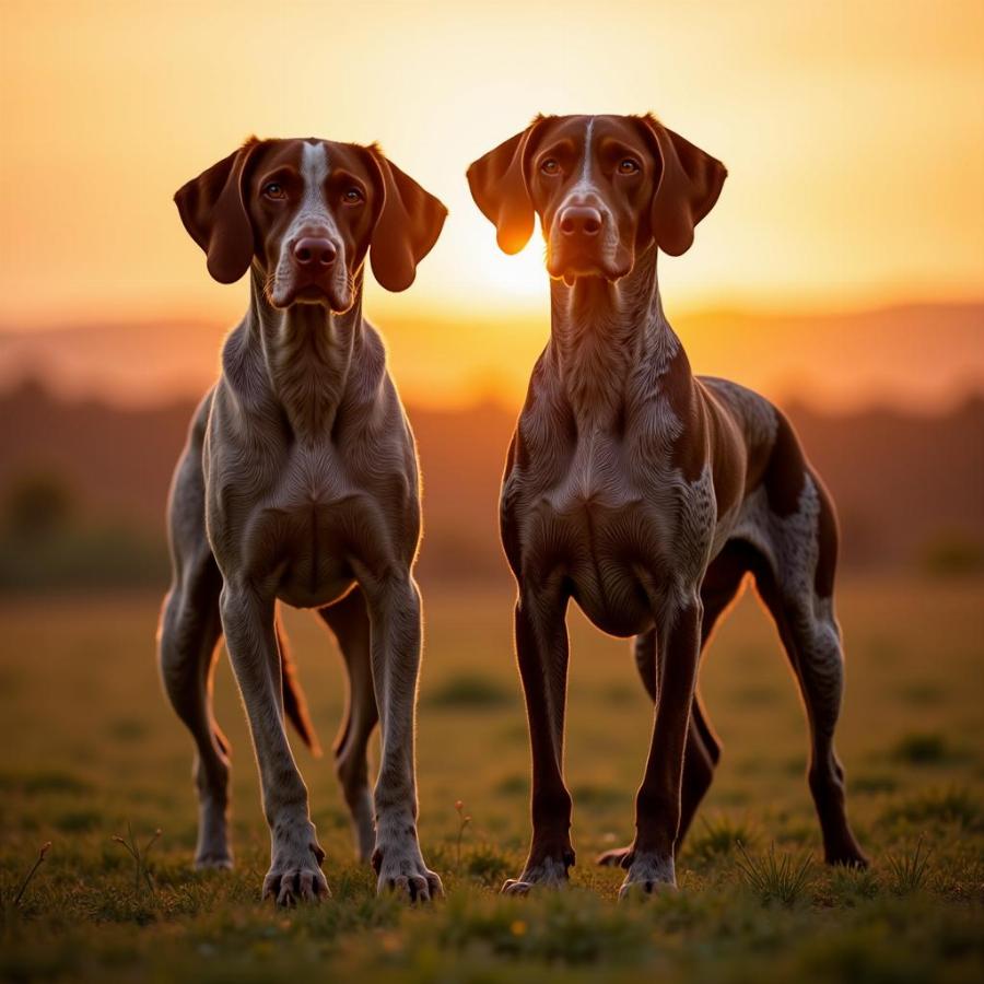 Bird Dog Breeds: A Pointer and a Setter in a Field