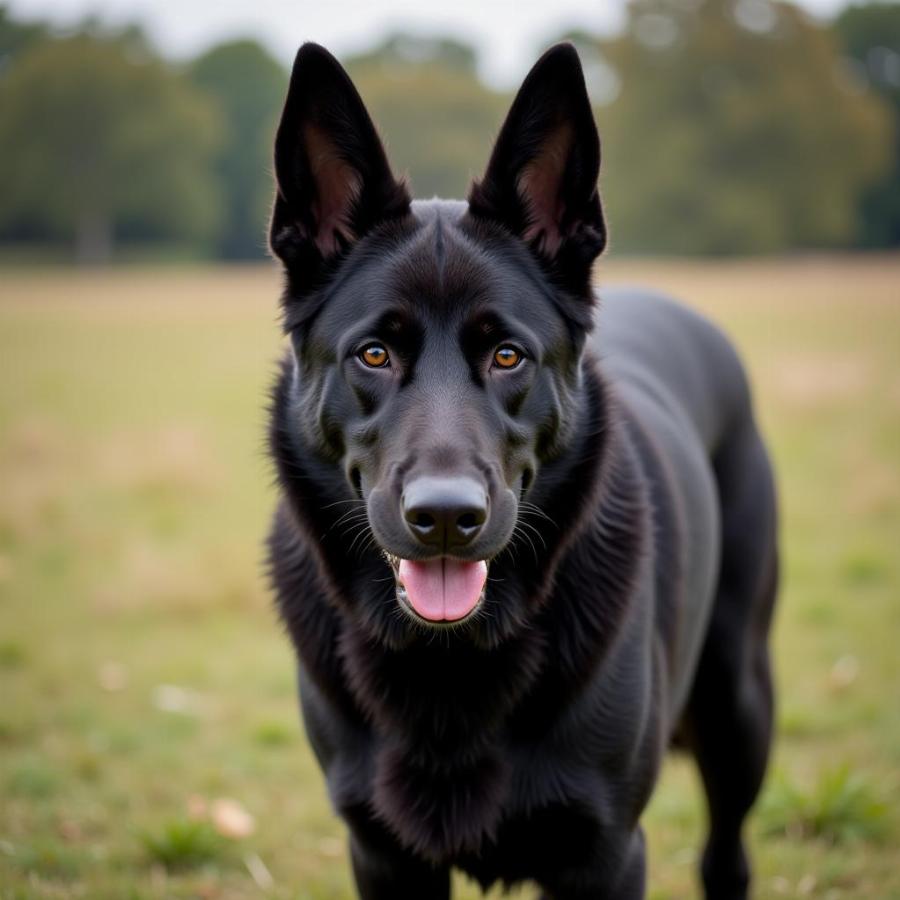 Black German Shepherd on Alert