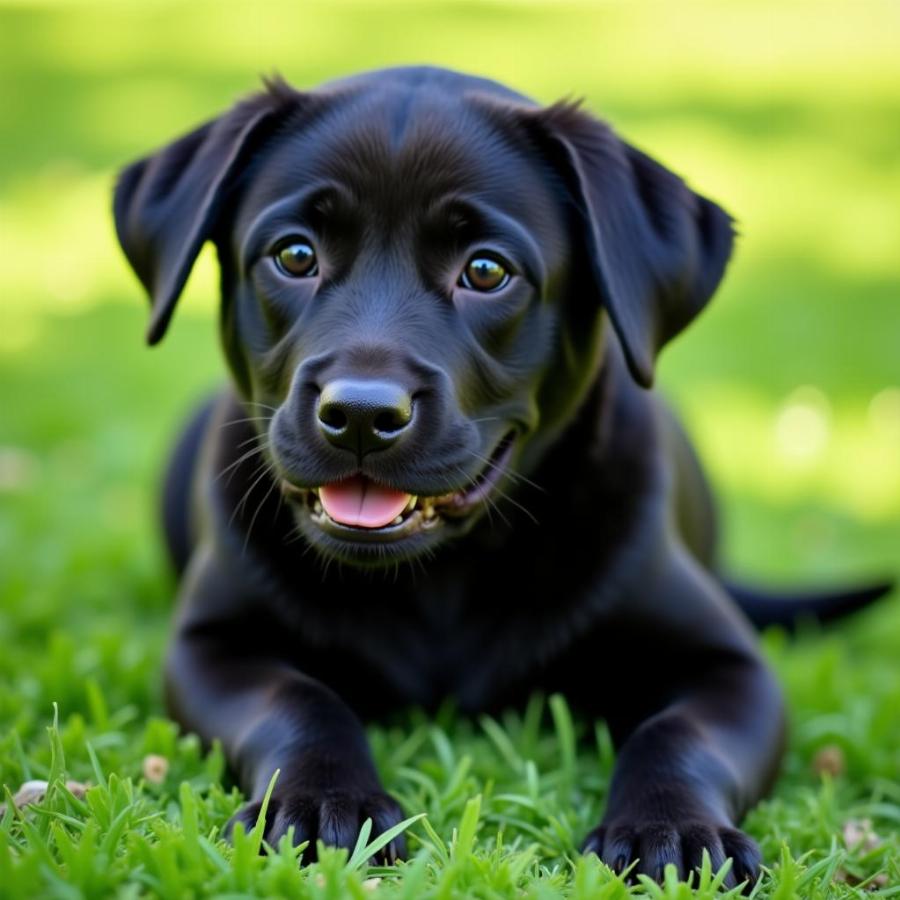 Black Lab Puppy in Grass