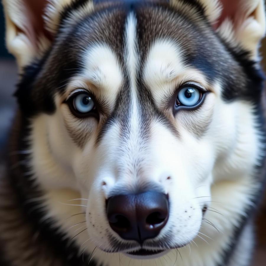 Siberian Husky with piercing blue eyes