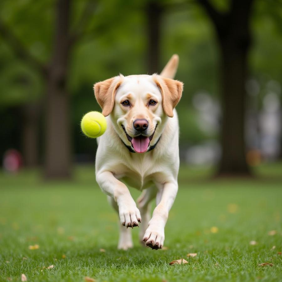 Bob the Labrador Retriever playing fetch