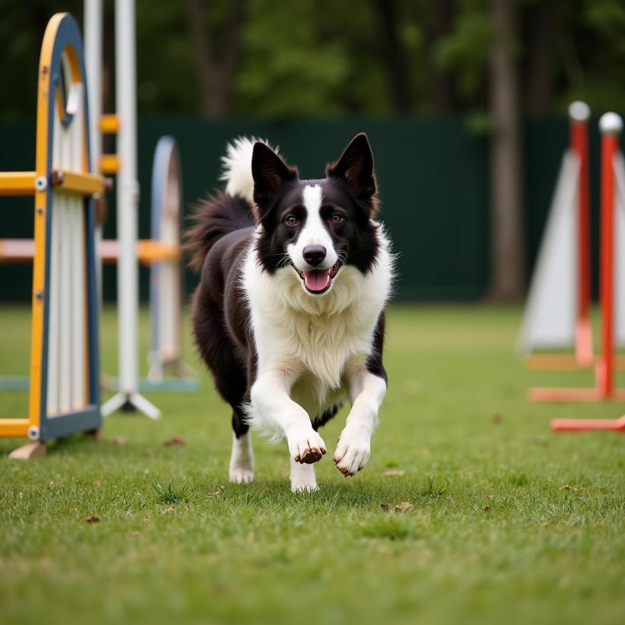 Border Collie navigating an agility course