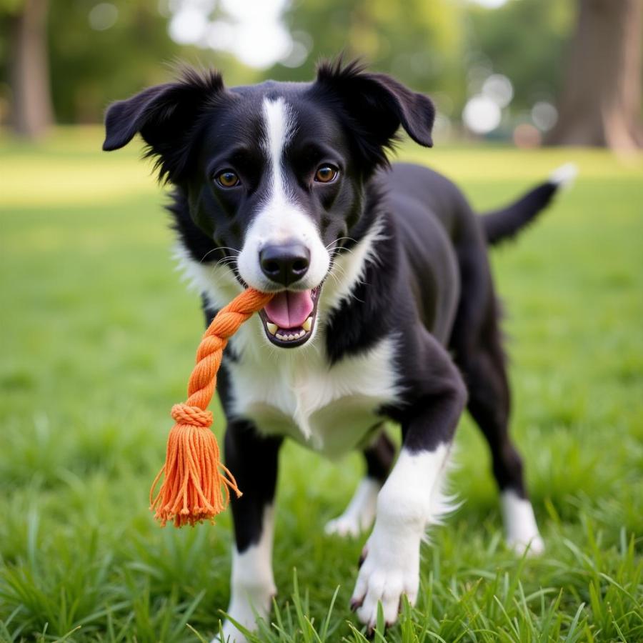 Border Collie with Chew Toy