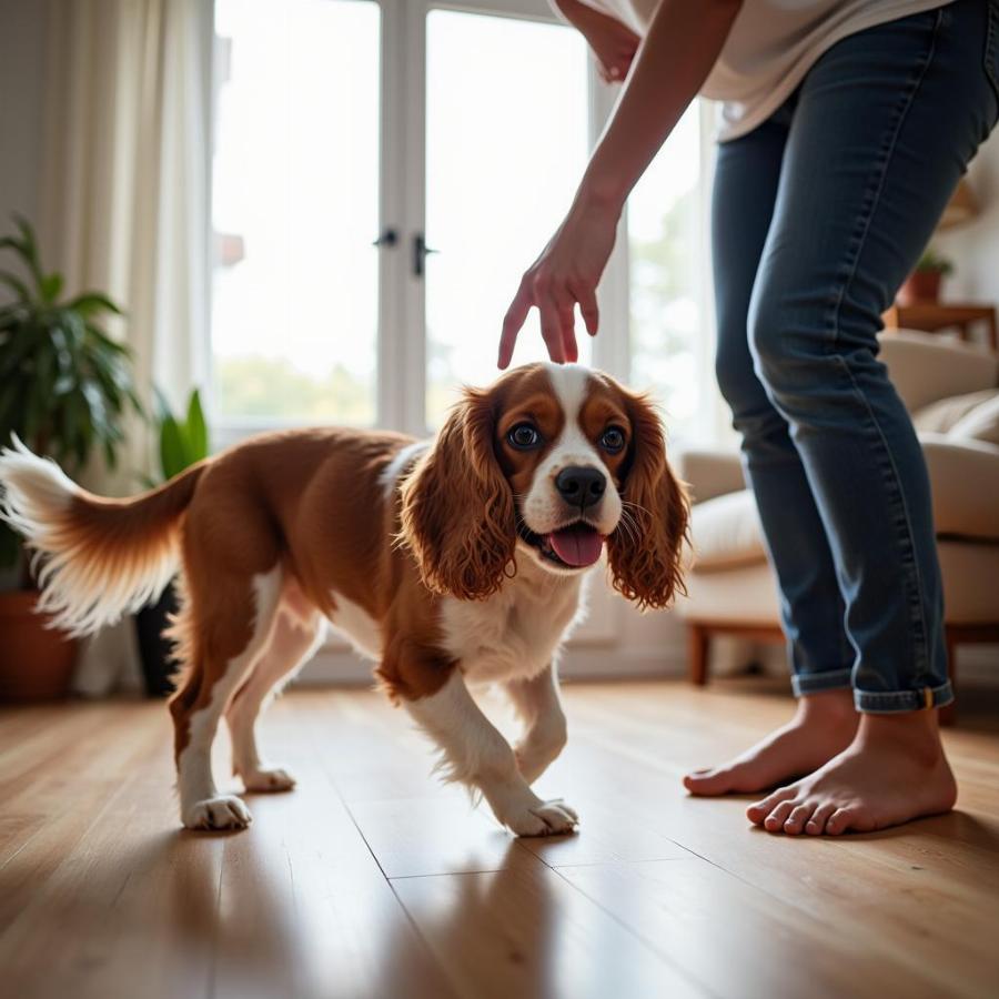 Cavalier King Charles Spaniel Playing Indoors