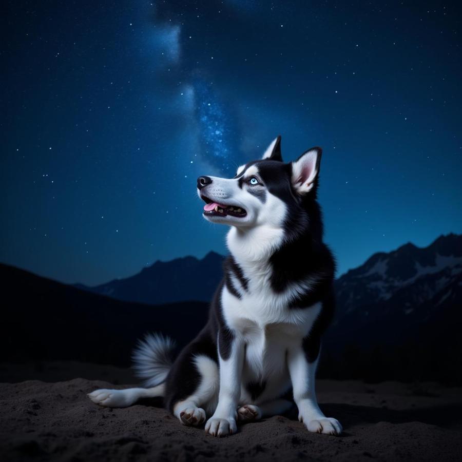 Dog gazing at the stars