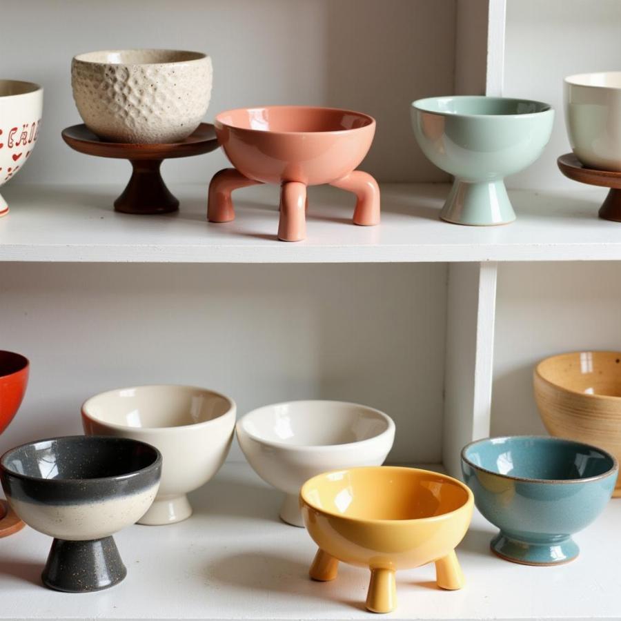 Variety of Ceramic Dog Bowls with Stands