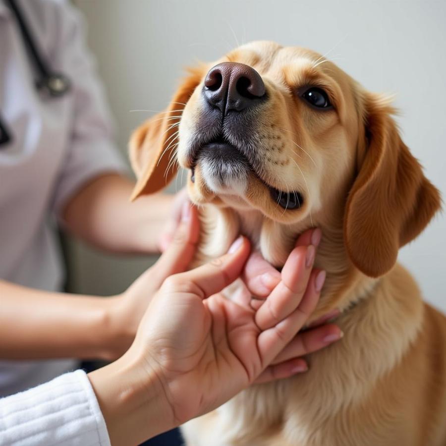 Owner Checking Dog's Lymph Nodes