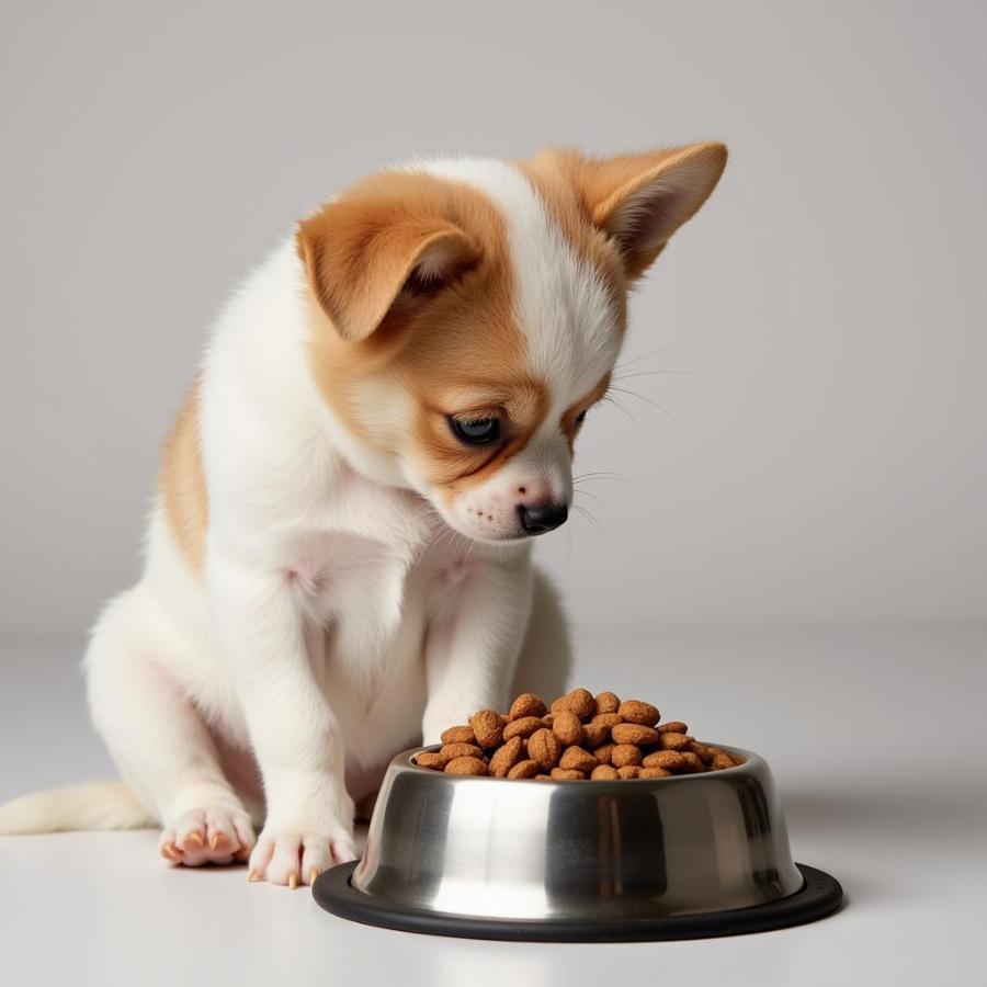 Chihuahua Shih Tzu Mix Eating from Bowl