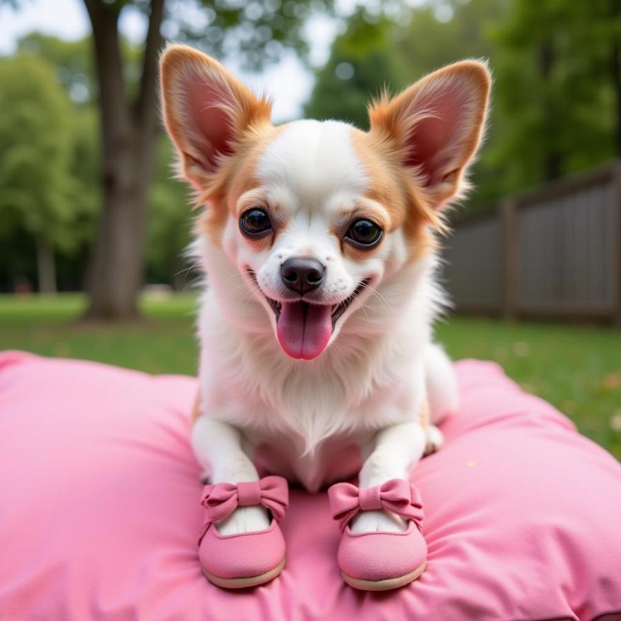 Chihuahua wearing fashionable shoes