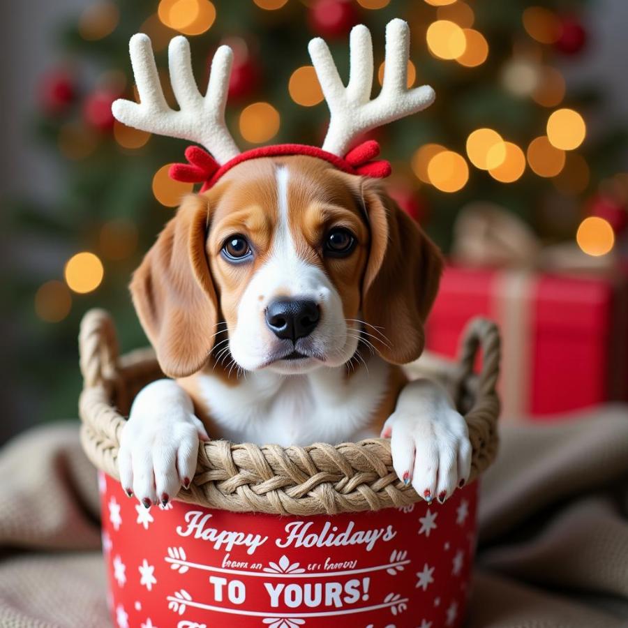 Christmas Dog Picture on Holiday Card