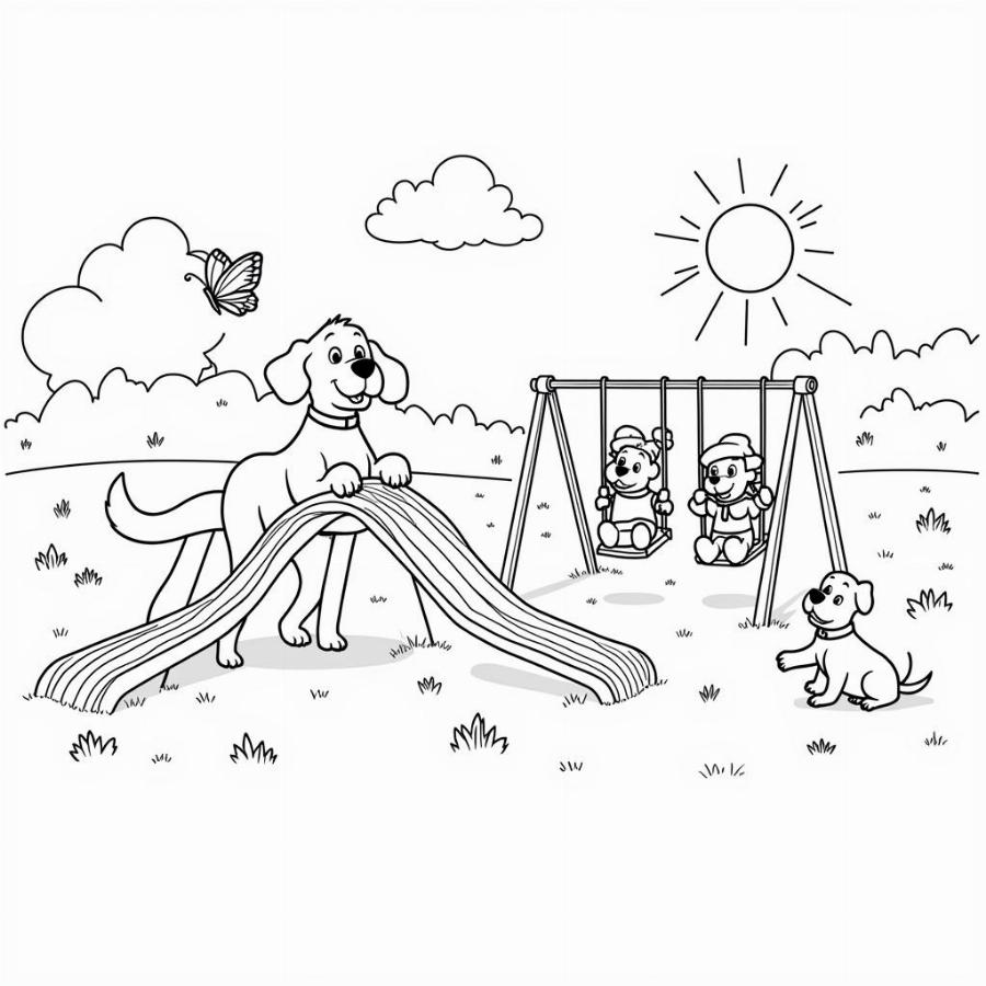 Clifford and Friends in the Park Coloring Page