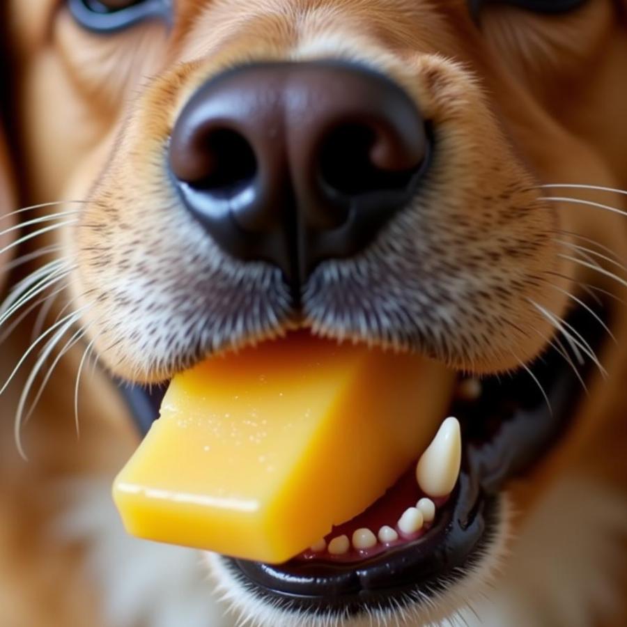 Close Up Dog Teeth Yak Cheese