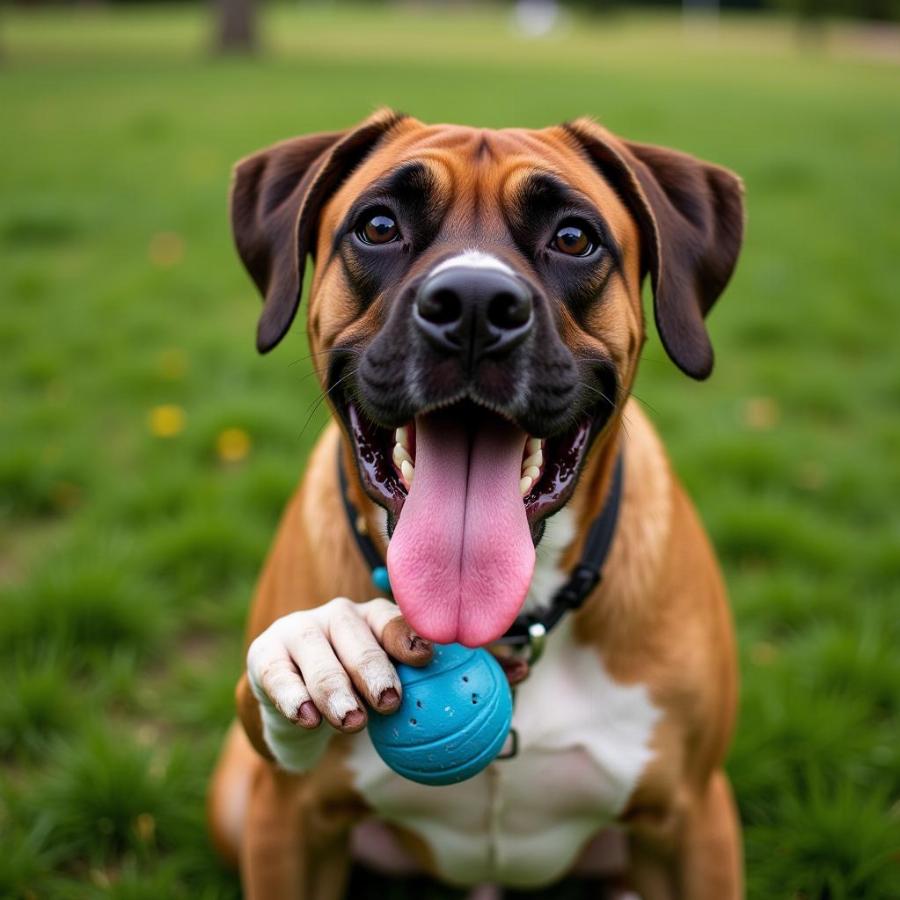 CM Punk's dog Larry, a Boxer breed, playful and energetic