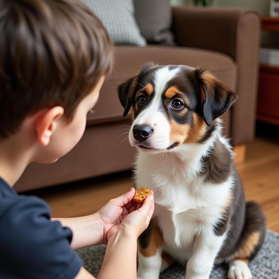 Collie Mix Puppy Learning Tricks