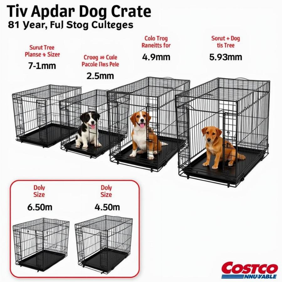 Different sizes of dog crates at Costco