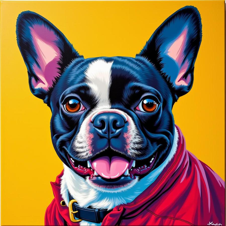 Colorful Custom Dog Portrait on Canvas