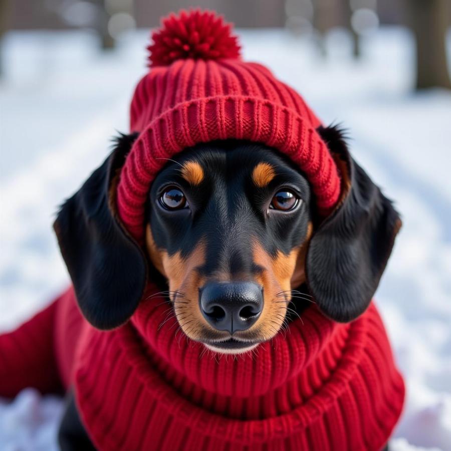 Dachshund in Winter Clothes