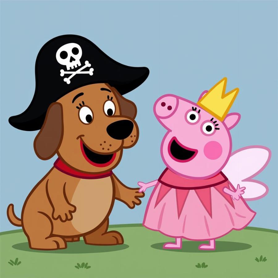 Danny Dog and Peppa Pig dressed up