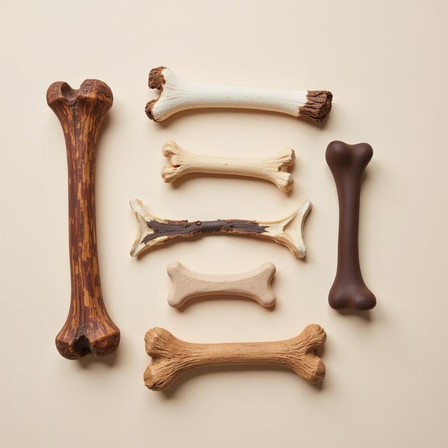 Variety of Dog Chew Bones: Nylon, Natural, and Rubber