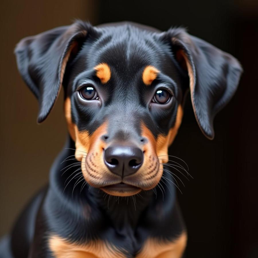 Doberman Pinscher puppy portrait