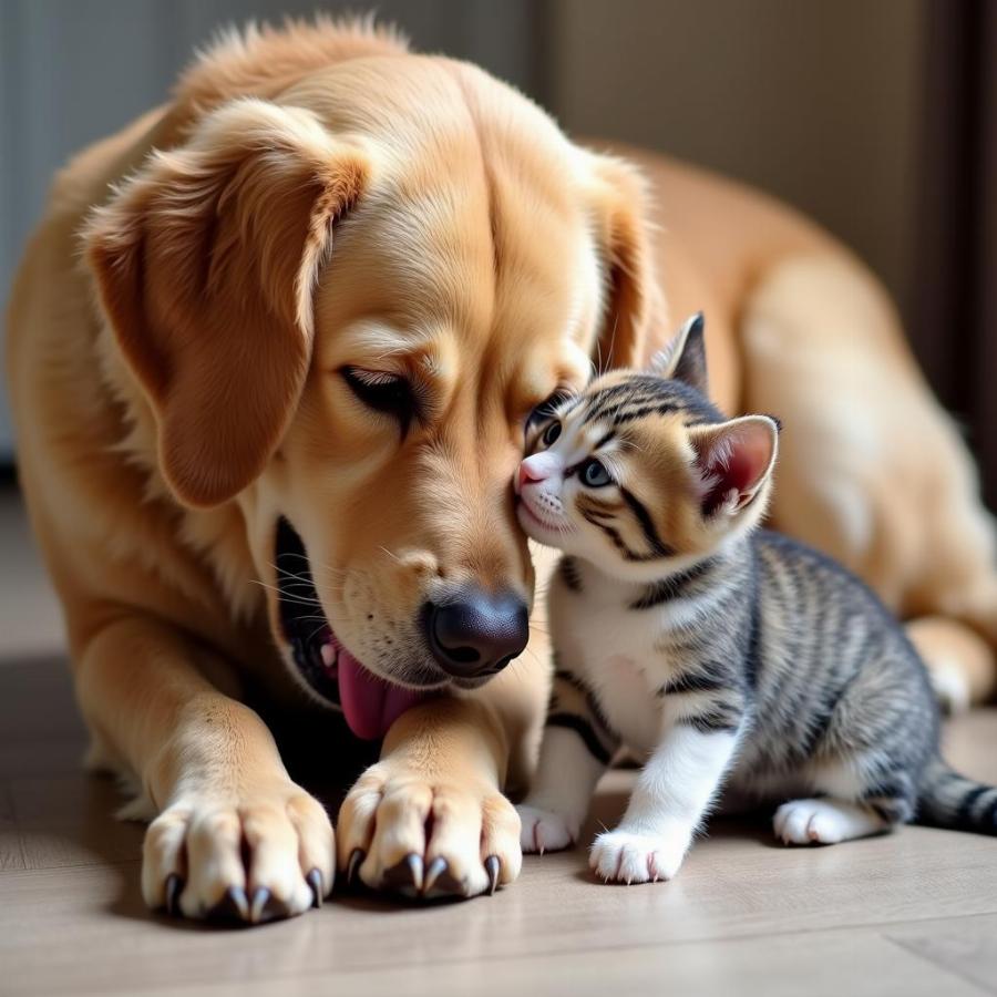 Dog and Cat Playing Together