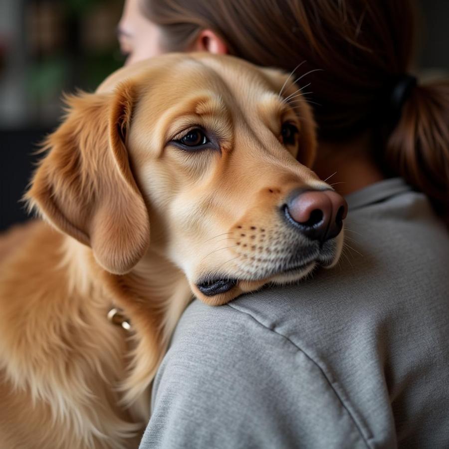 Dog and Owner Cuddling