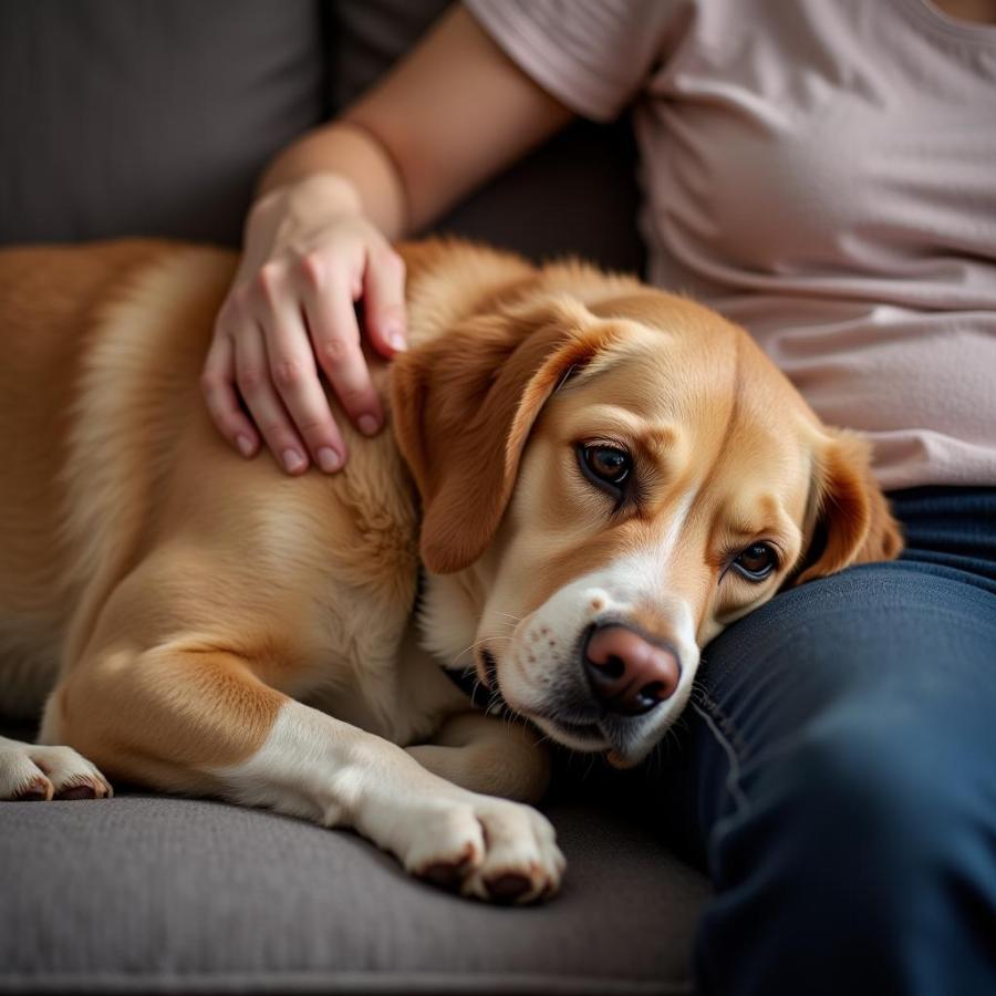 Dog and Owner Cuddling Indoors