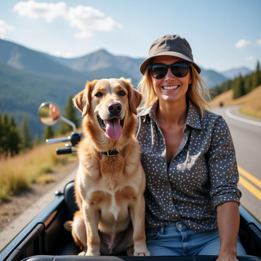 Dog enjoying a ride in the sidecar