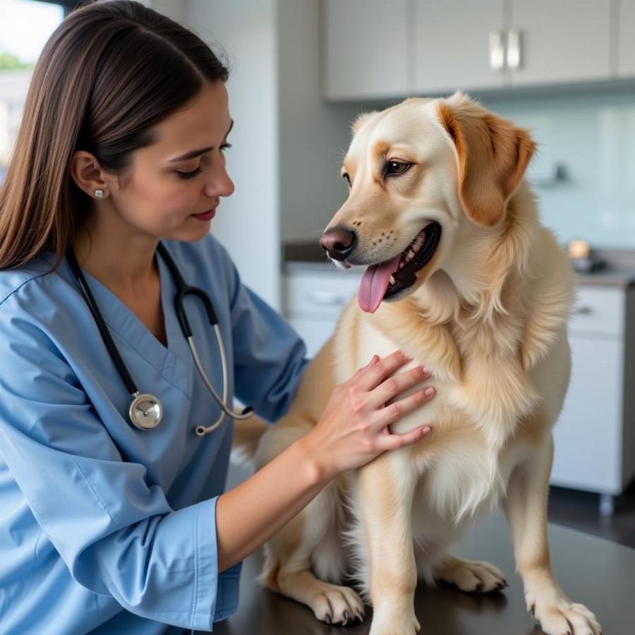 Dog Getting Examined by Veterinarian