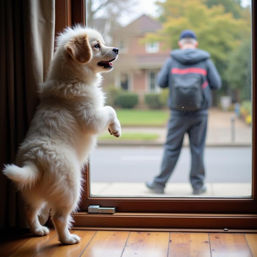 Dog Barking at Mailman Through Window