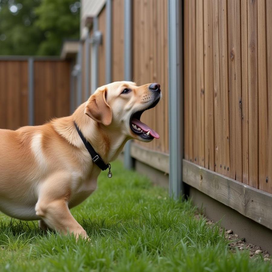 Dog barking at fence