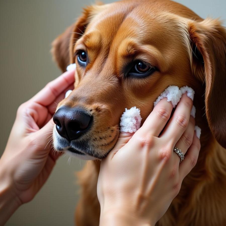 Applying Baking Soda Solution on Dog